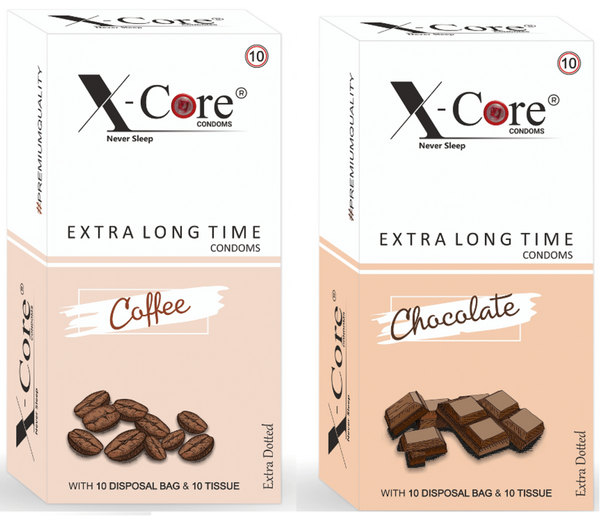 X-Core Extra Dotted Condom - Combo's - Coffee, Chocolate (20 Units)