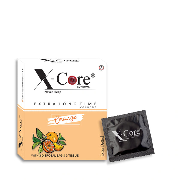 X-Core Extra Dotted Condom (03 Units) - Orange